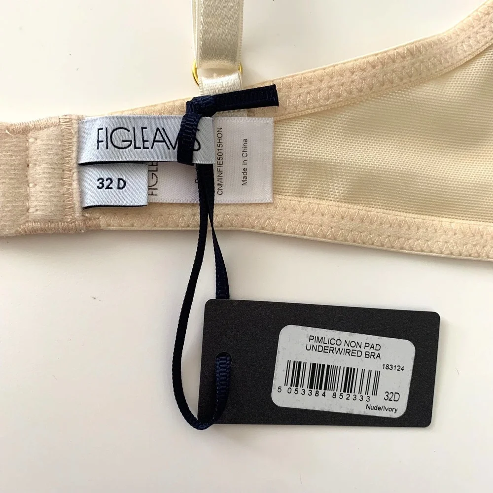 NWT Figleaves Pimlico Bra Nude Ivory Sheer Underwire Bra 32D Non Padded Balcony - Picture 6 of 10